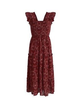 Hill House Ellie Nap Dress Garnet Charm Scallop Crinkle Chiffon 
Size XL
